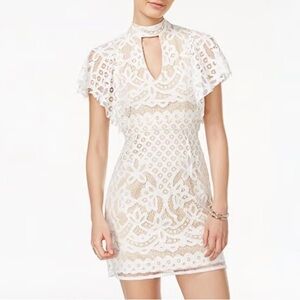 Crystal Doll Flutter,Sleeve Lace Dress, Bright White Size 5(small)